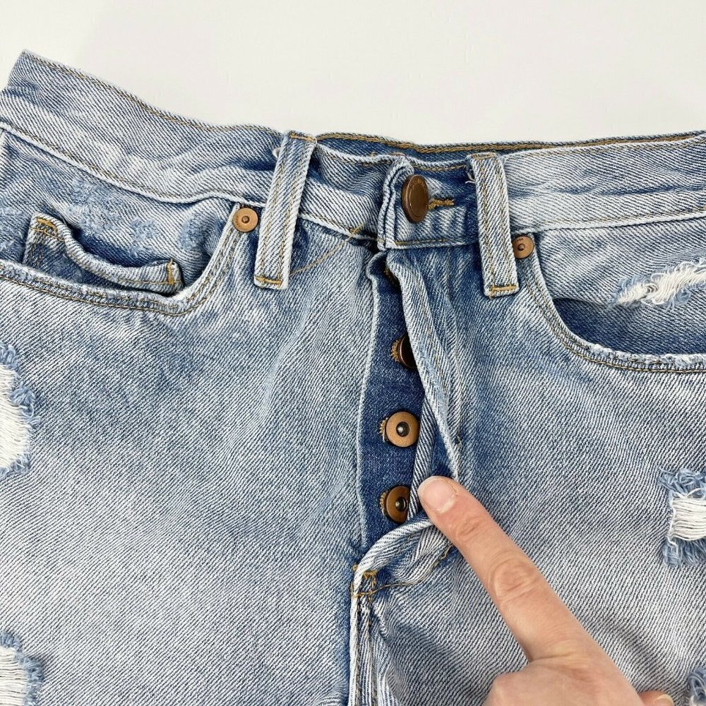 Blank NYC Mid Rise Distressed Denim Button Fly Cut Off Jean Shorts - Picture 5 of 7